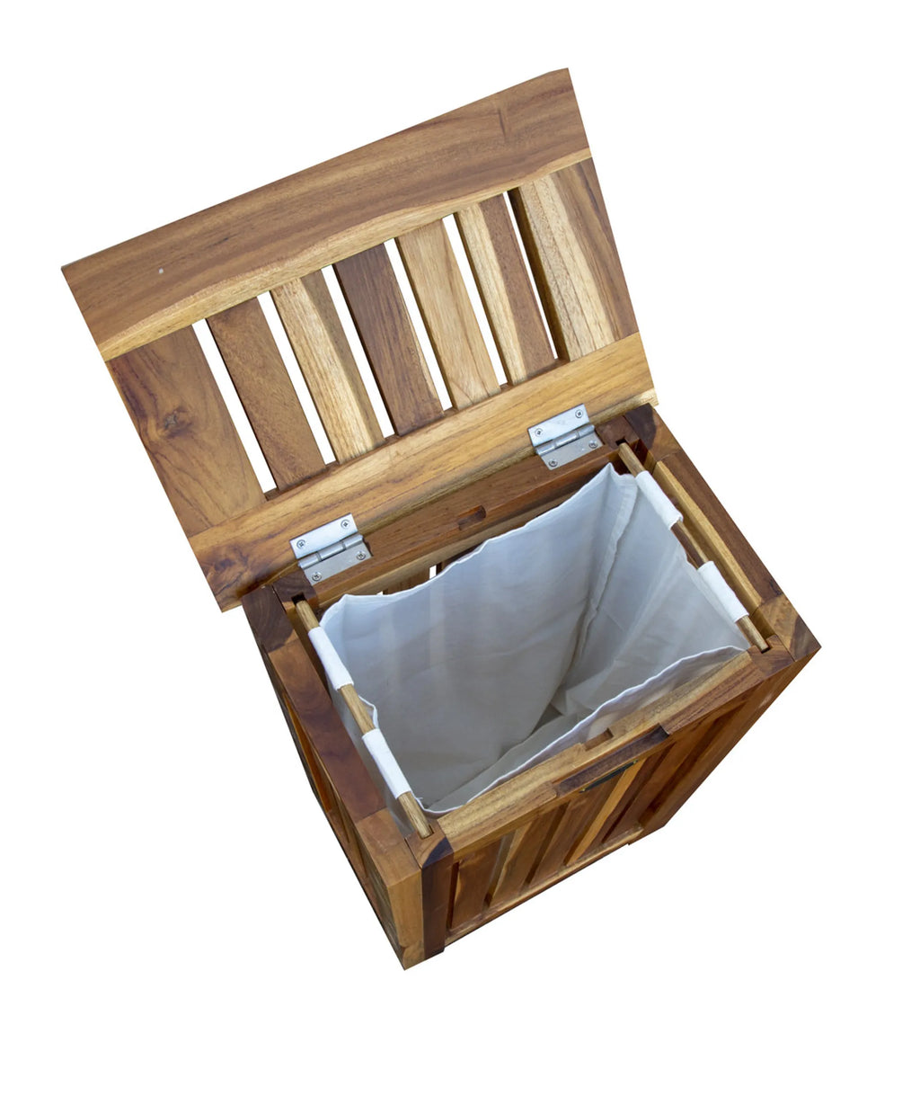 24″ Brown Solid Wood Laundry Hamper With Lid — view 4