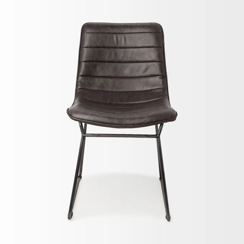 Set Of Two Black Upholstered Faux leather Side Chairs — view 2