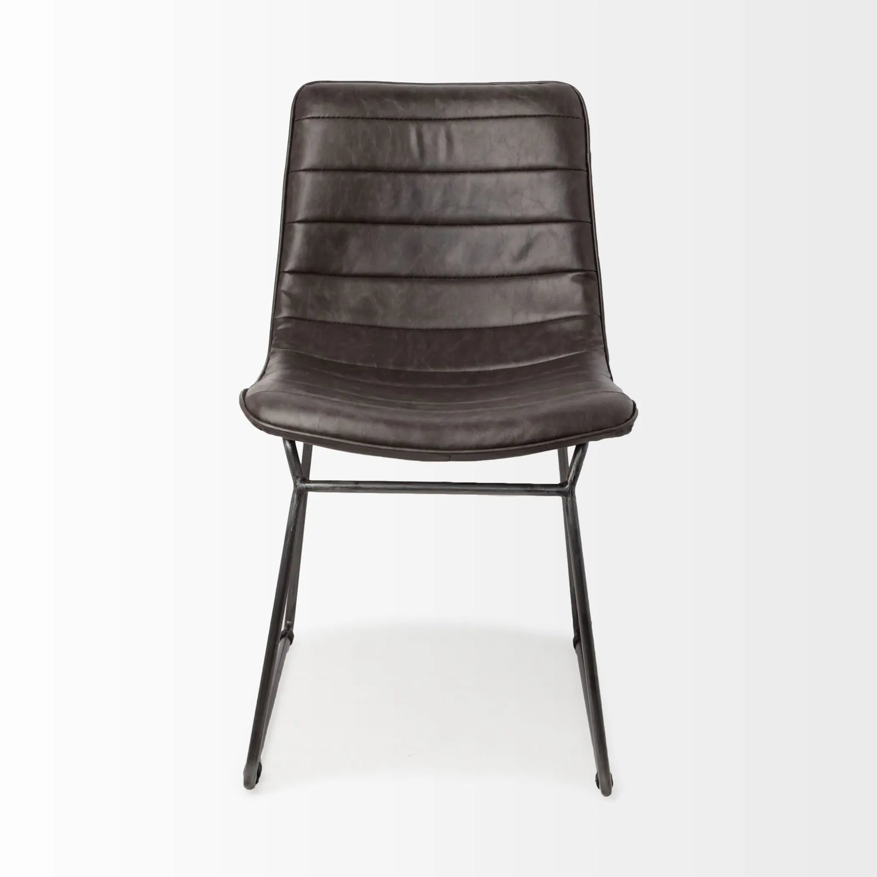 Set Of Two Black Upholstered Faux leather Side Chairs — view 2