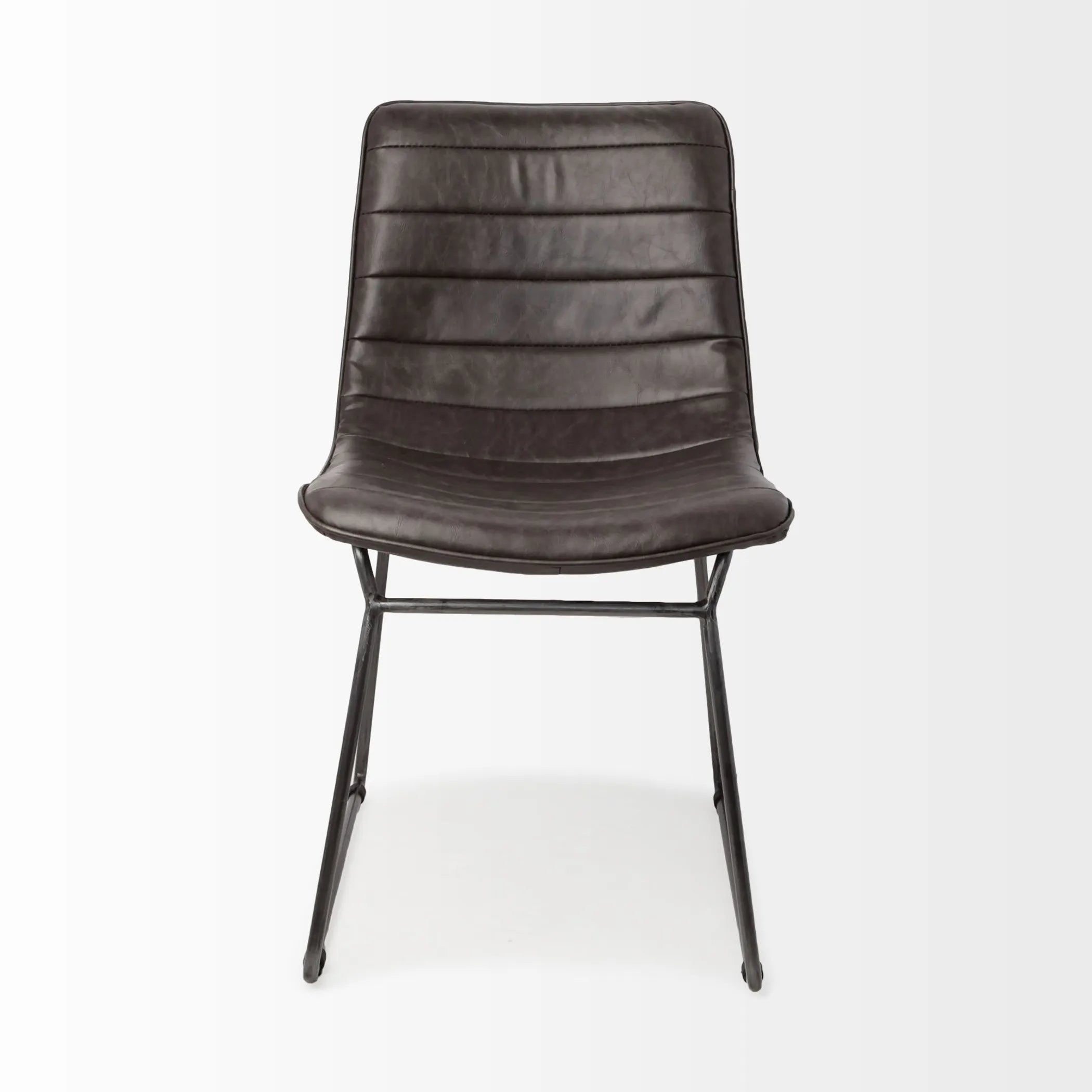 Set Of Two Black Upholstered Faux leather Side Chairs — view 2