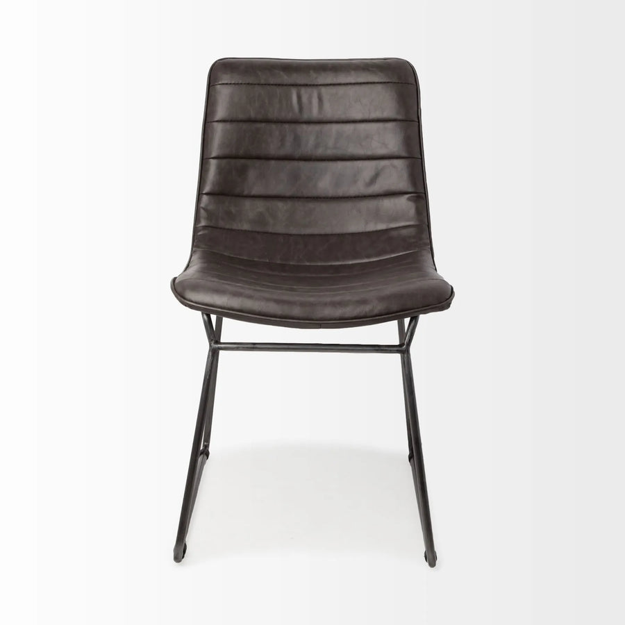 Set Of Two Black Upholstered Faux leather Side Chairs — view 2