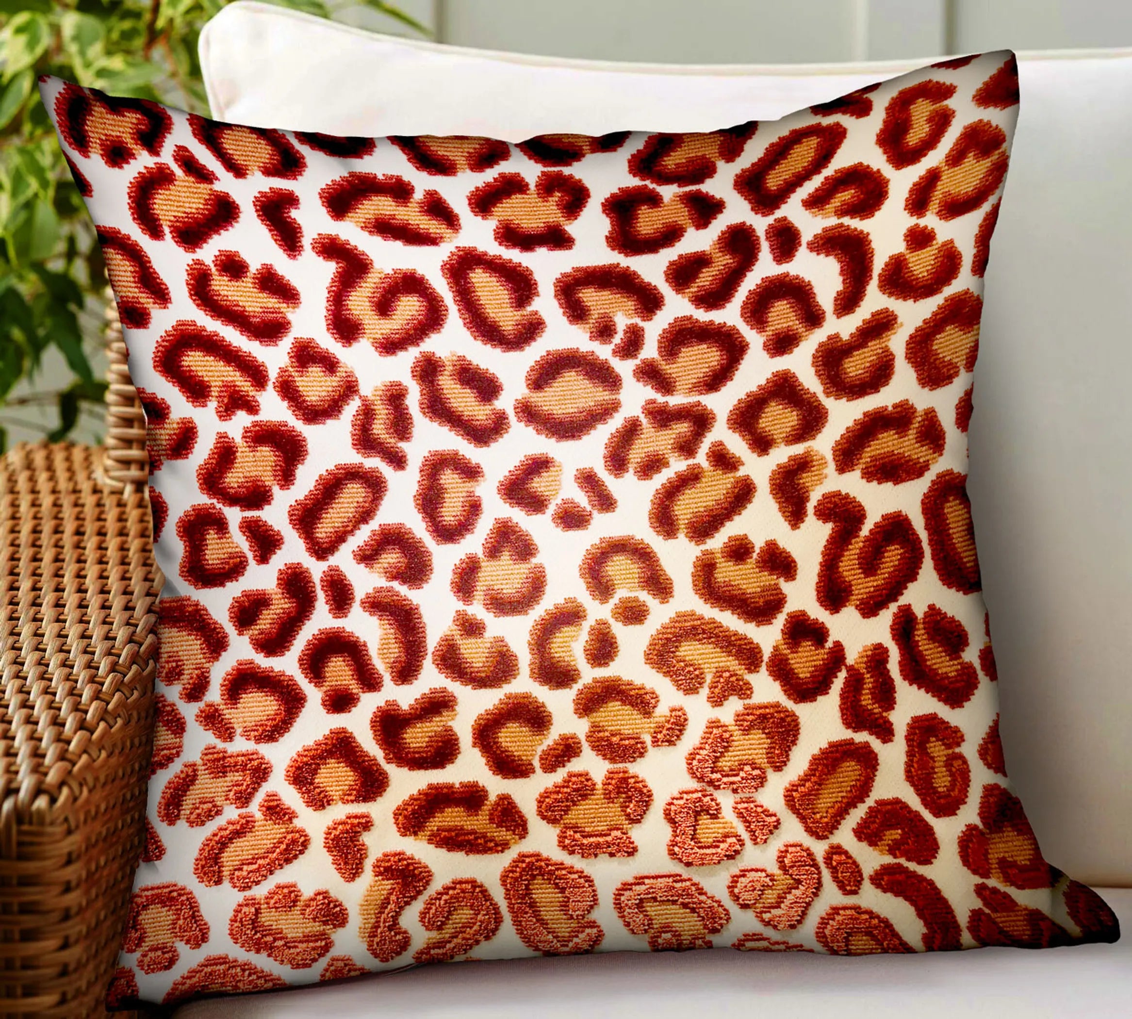 Plutus Emberglow Velvet Cheetah Red Animal Motif Luxury Throw Pillow — view 2