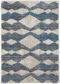 5′ X 8′ Ivory Gray And Blue Chevron Power Loom Stain Resistant Area Rug