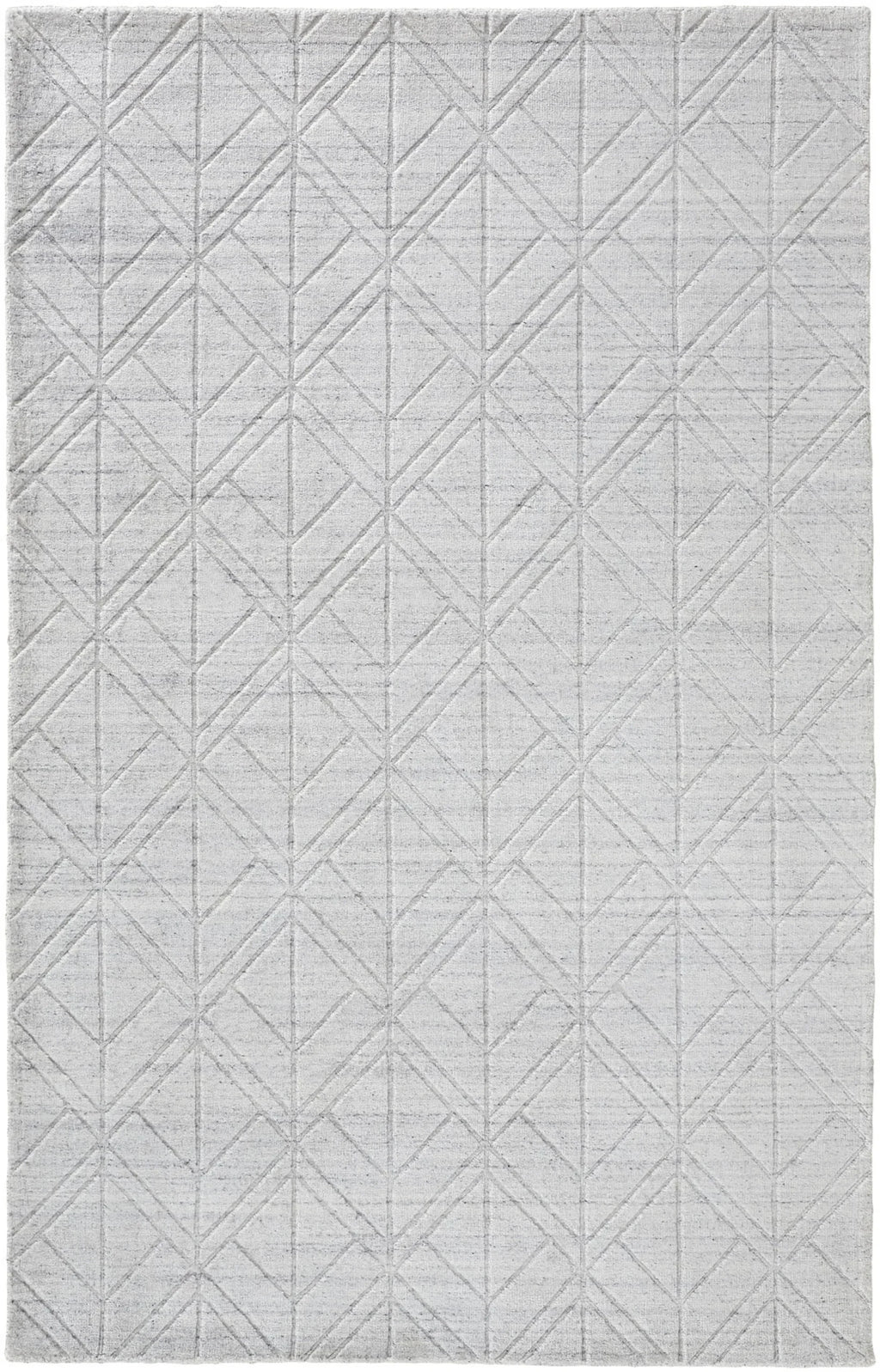 4′ X 6′ White and Silver Geometric Hand Woven Area Rug — view 4