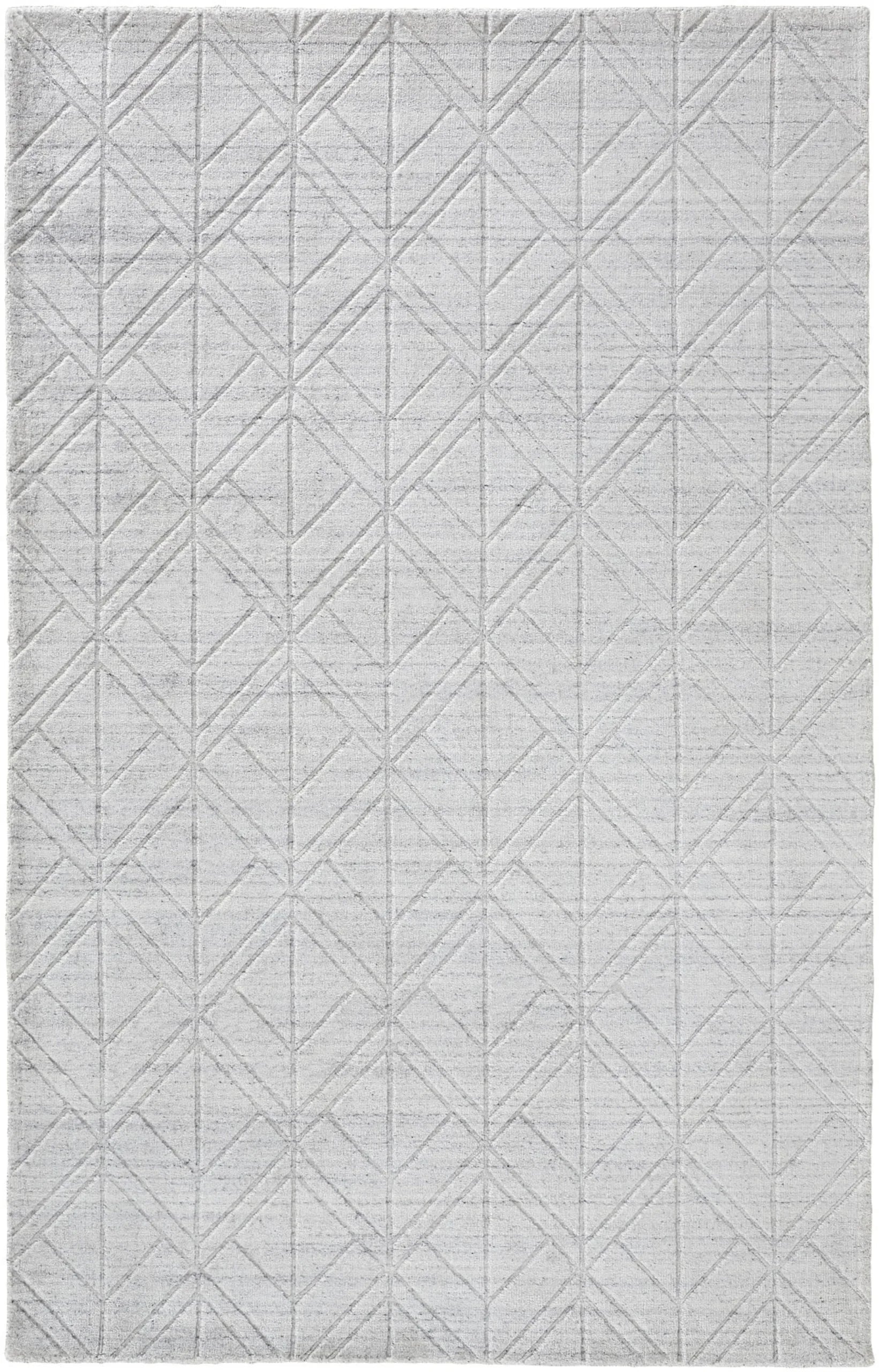 4′ X 6′ White and Silver Geometric Hand Woven Area Rug — view 4