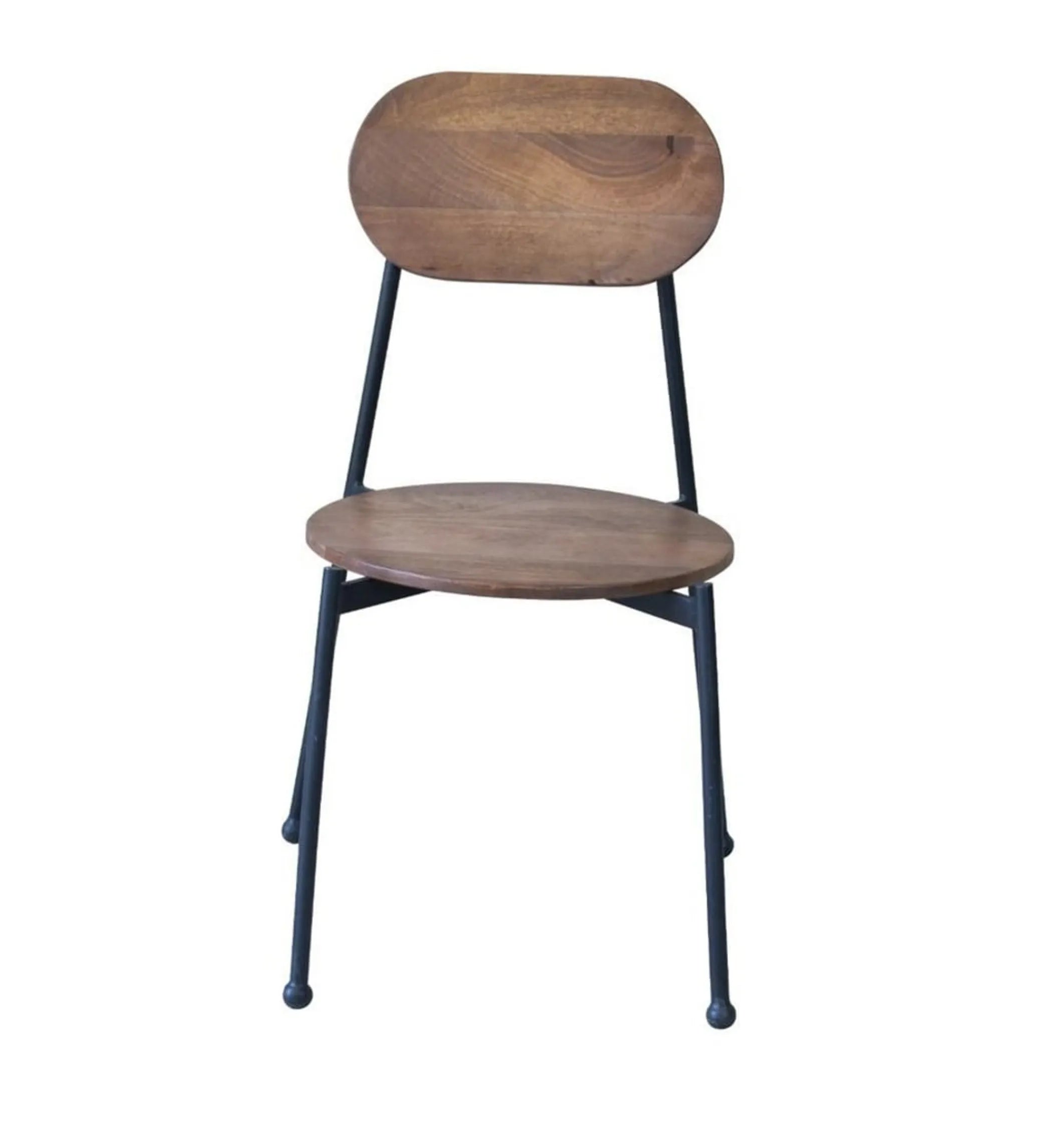 Set of Two Brown And Black Metal and Wood King Louis Back Dining Side Chairs — view 3