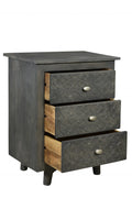 30″ Gray Three Drawer Nightstand