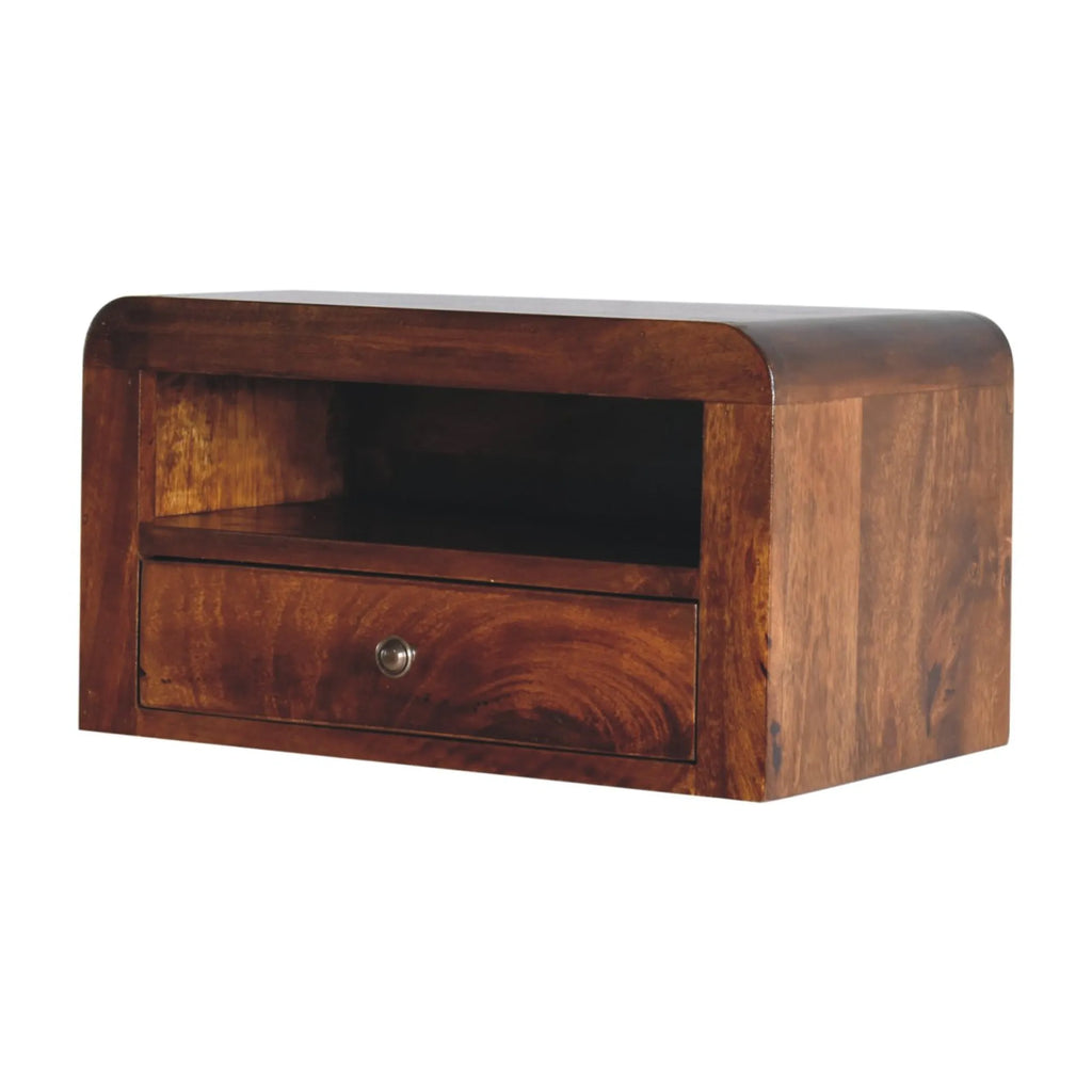 Solid Wood One Drawer Floating Nightstand — view 2