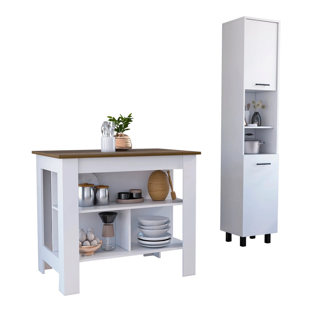 Houston 2 Piece Kitchen Set, Kitchen Island + Kitchen Pantry — view 2