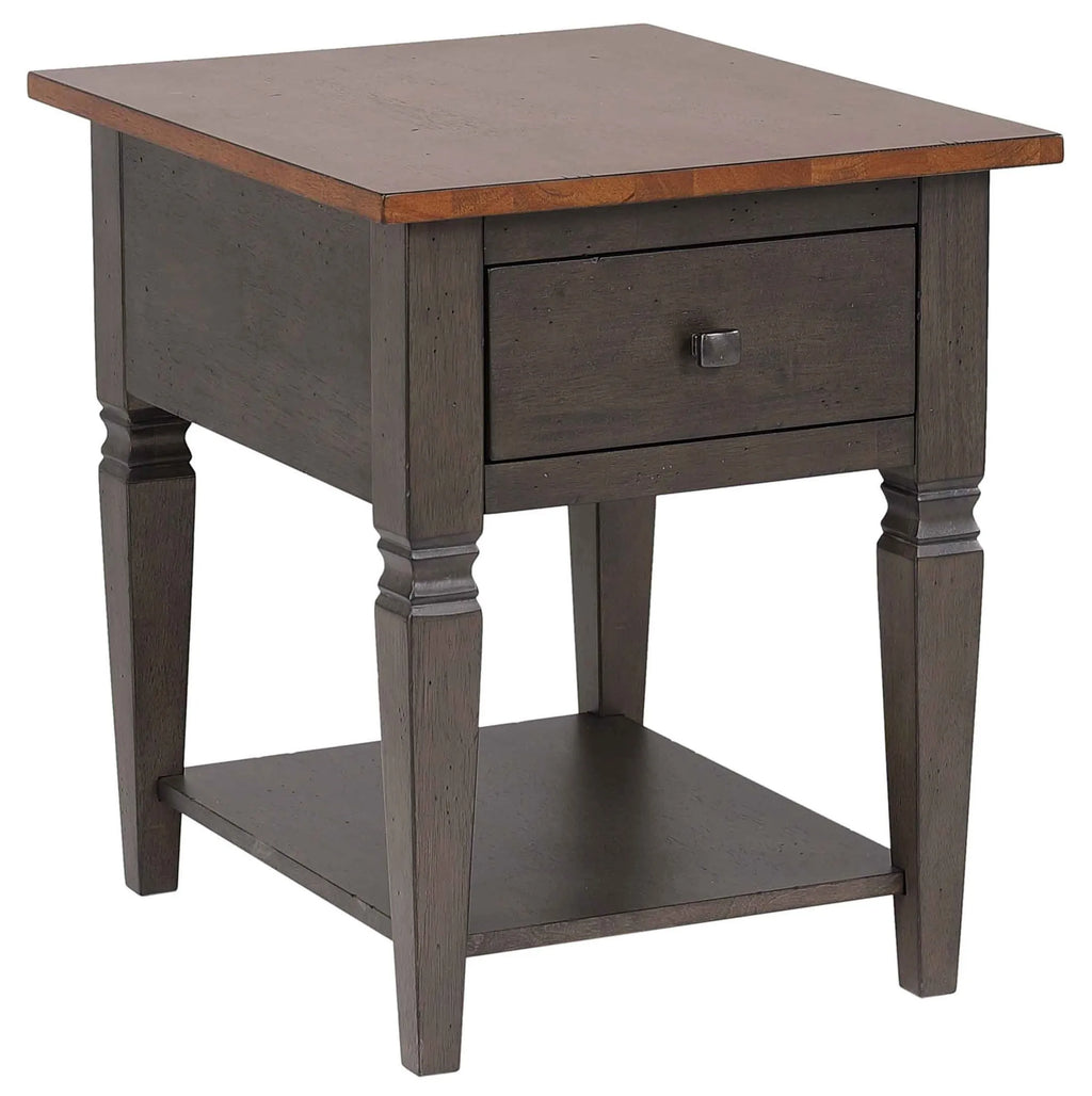 Sunset Trading Dakota Living Room End Table with Drawer and Shelf Storage | 20″W Sofa Sidetable | Two-Tone Distressed Brown…