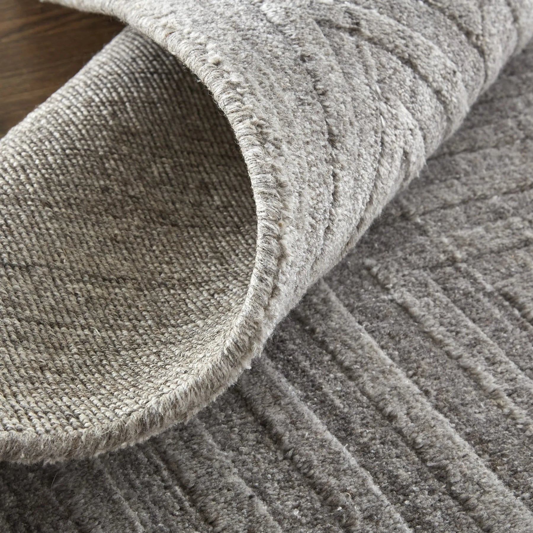 5′ X 8′ Gray And Silver Striped Hand Woven Area Rug — view 4