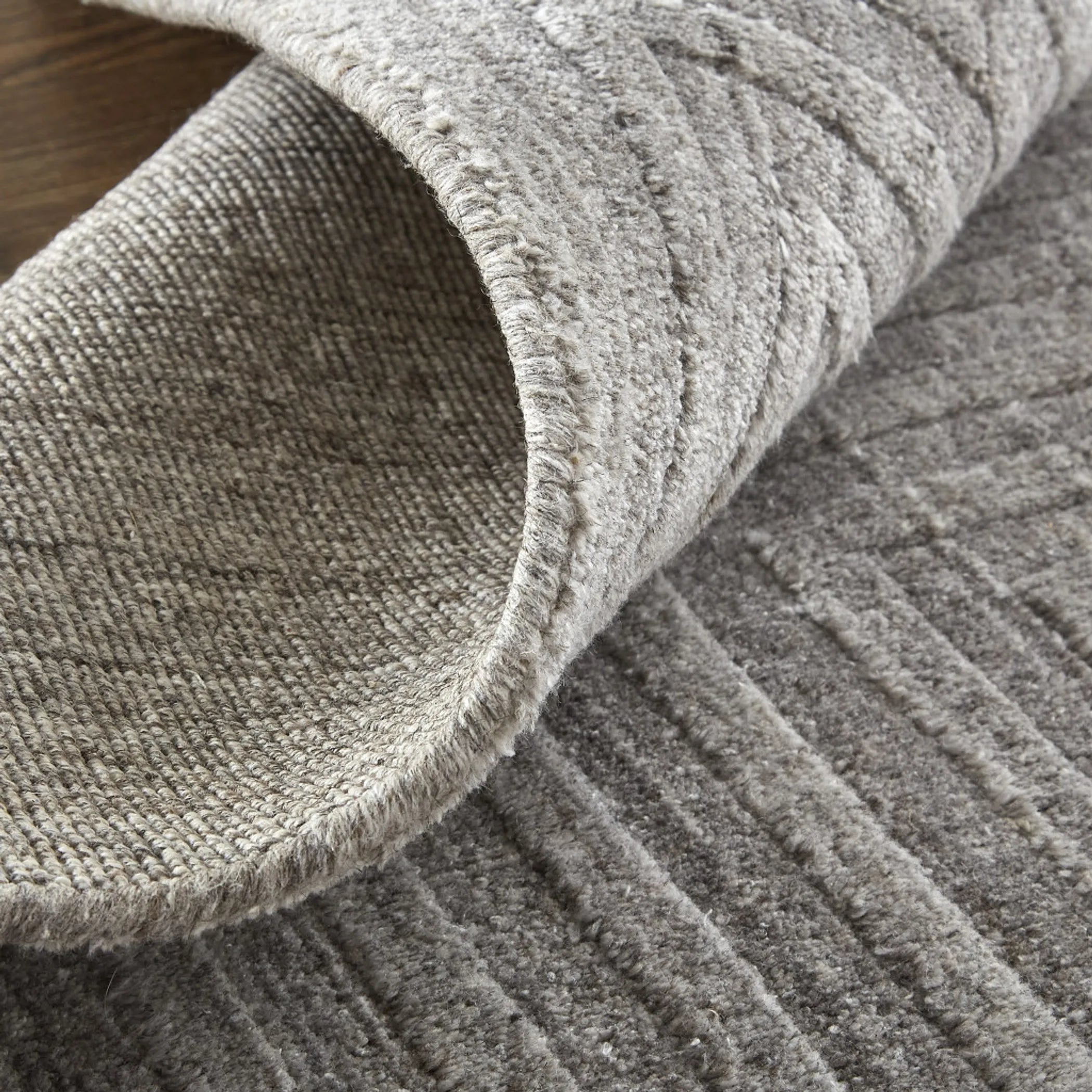 5′ X 8′ Gray And Silver Striped Hand Woven Area Rug — view 4