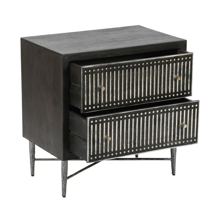 28″ Antique Brown Two Drawer Nightstand