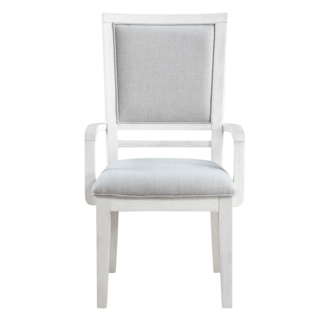 Sunset Trading Dover Dining Chair with Arms | Padded Upholstered Seat & Back Armchair | Set of 2 | Cerused White Oak Wood —…