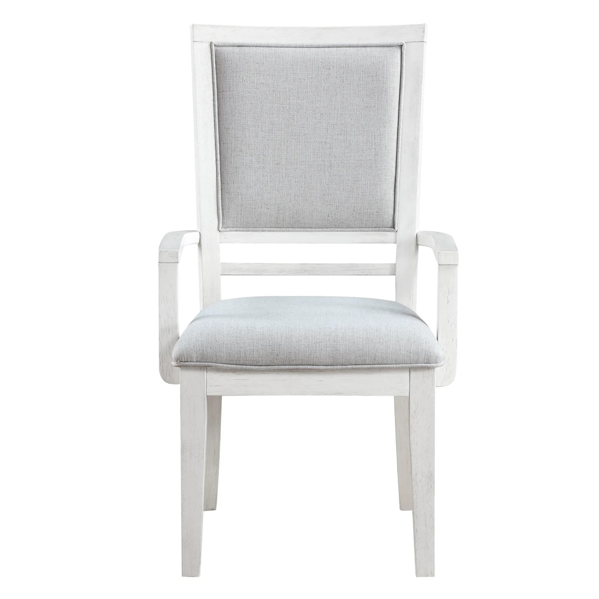 Sunset Trading Dover Dining Chair with Arms | Padded Upholstered Seat & Back Armchair | Set of 2 | Cerused White Oak Wood —…