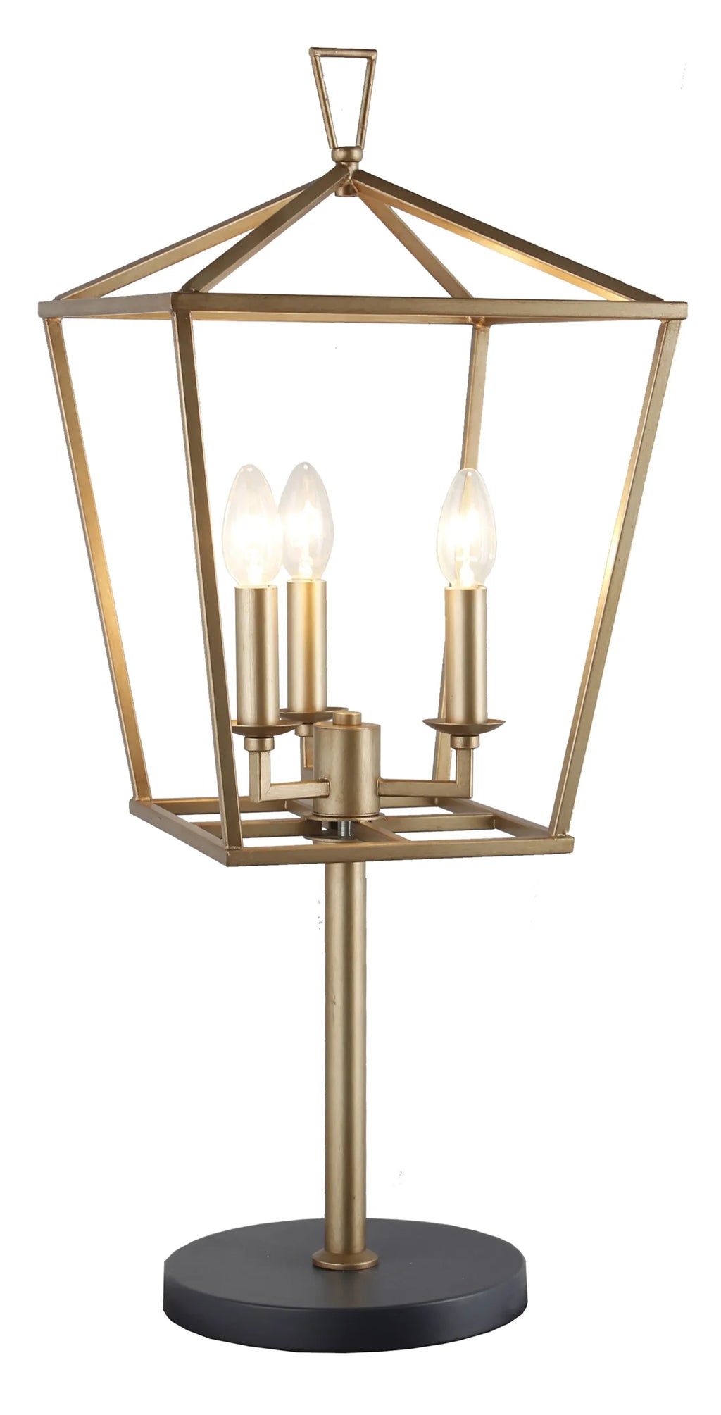 30″ Black Iron Three Light Bedside Table Lamp — view 3