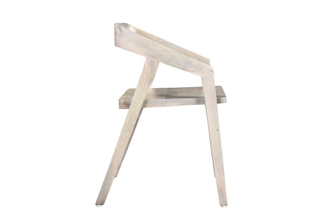 White Solid Wood Open Back Dining Arm Chair — view 4