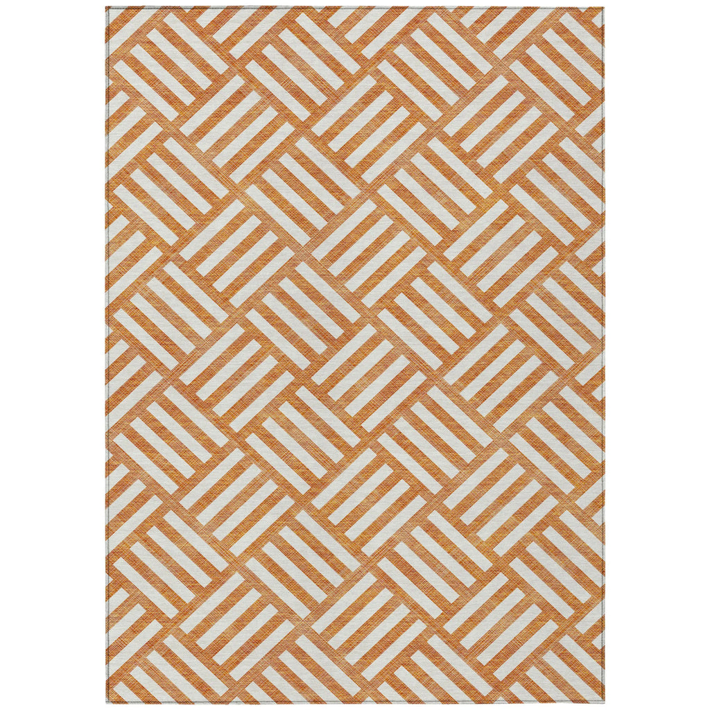 9′ X 12′ Orange And Ivory Geometric Washable Indoor Outdoor Area Rug — view 2