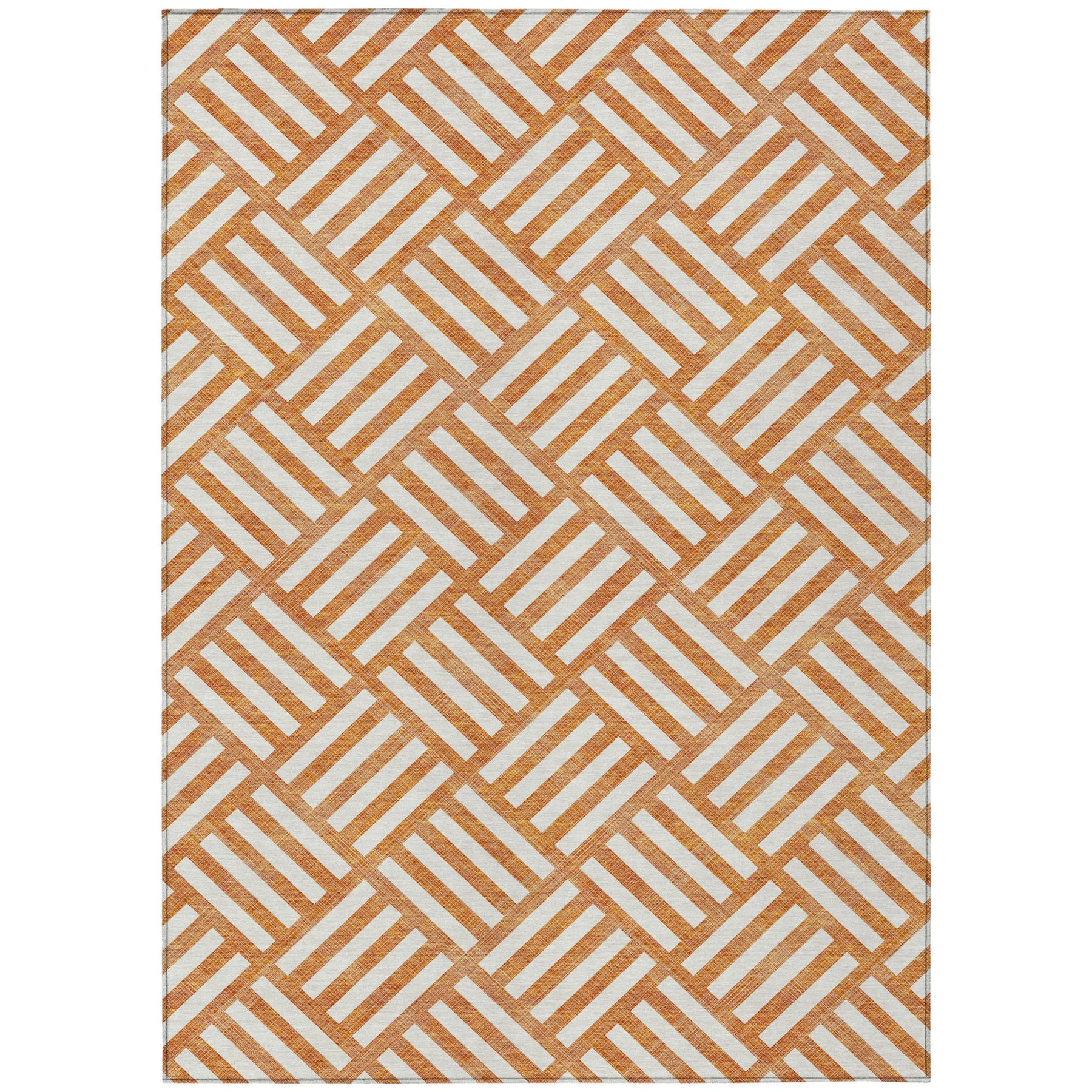 9′ X 12′ Orange And Ivory Geometric Washable Indoor Outdoor Area Rug — view 2