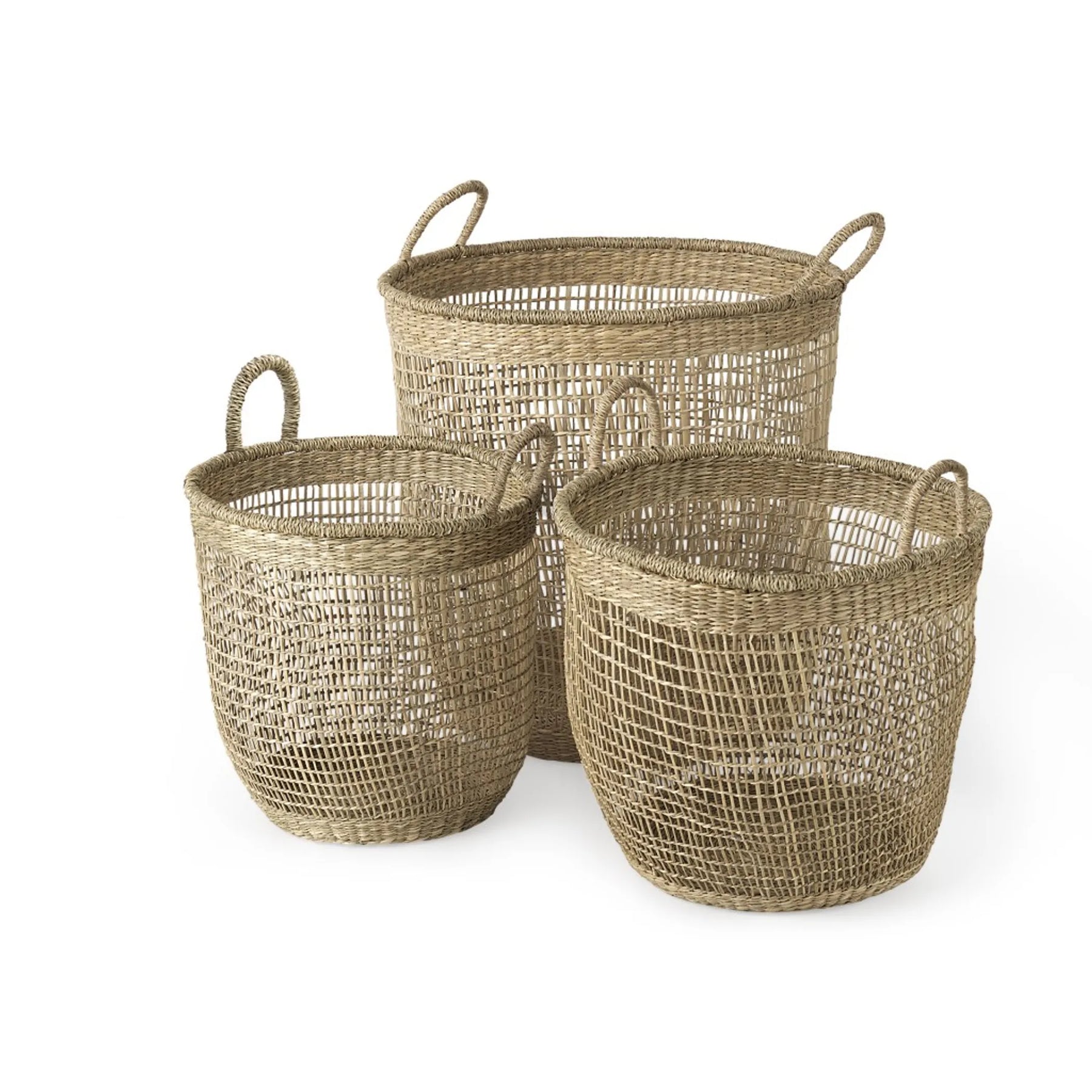 Set of Three 20″ Natural Wicker Basket — view 3