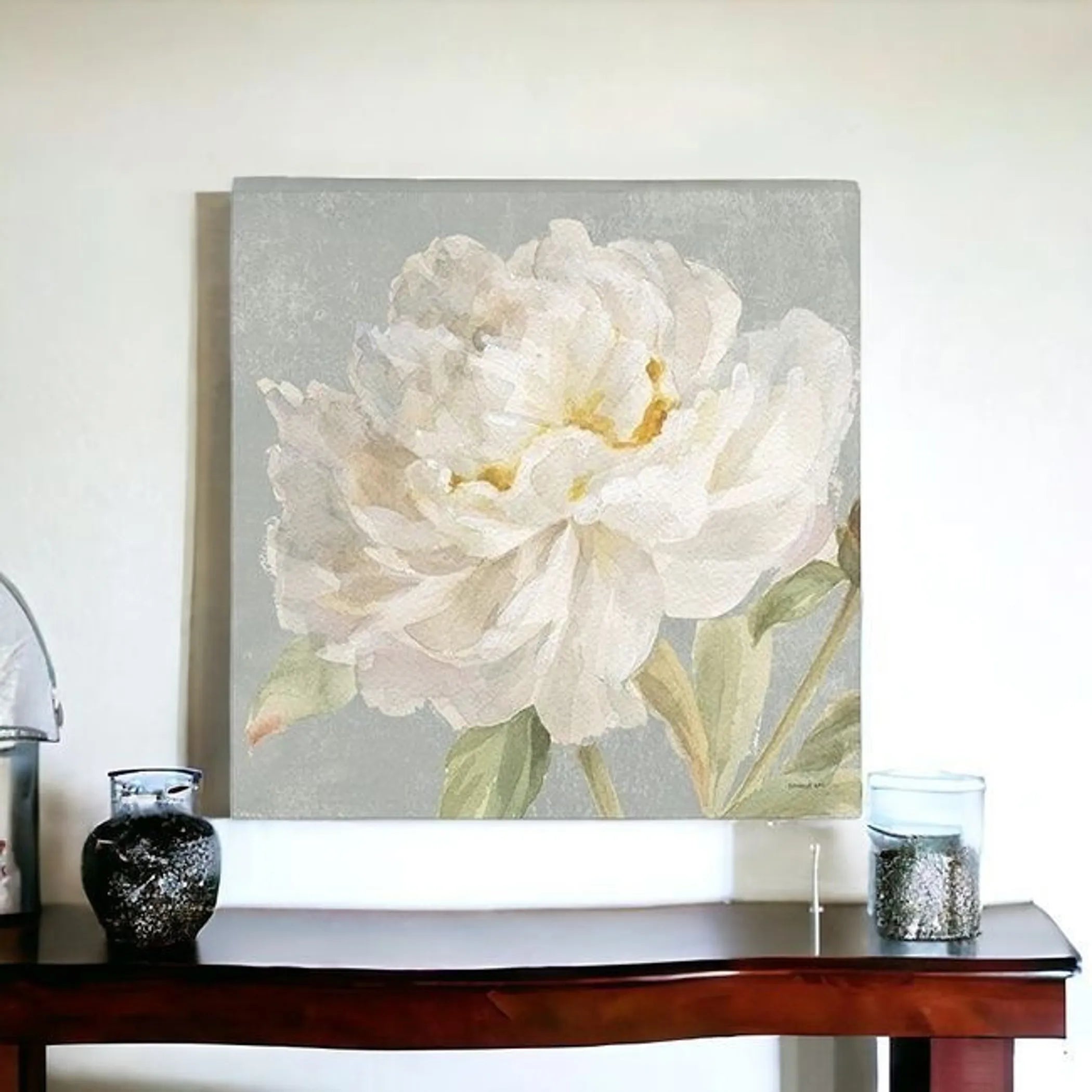 Angelic White Peony Flower Unframed Print Wall Art — view 4