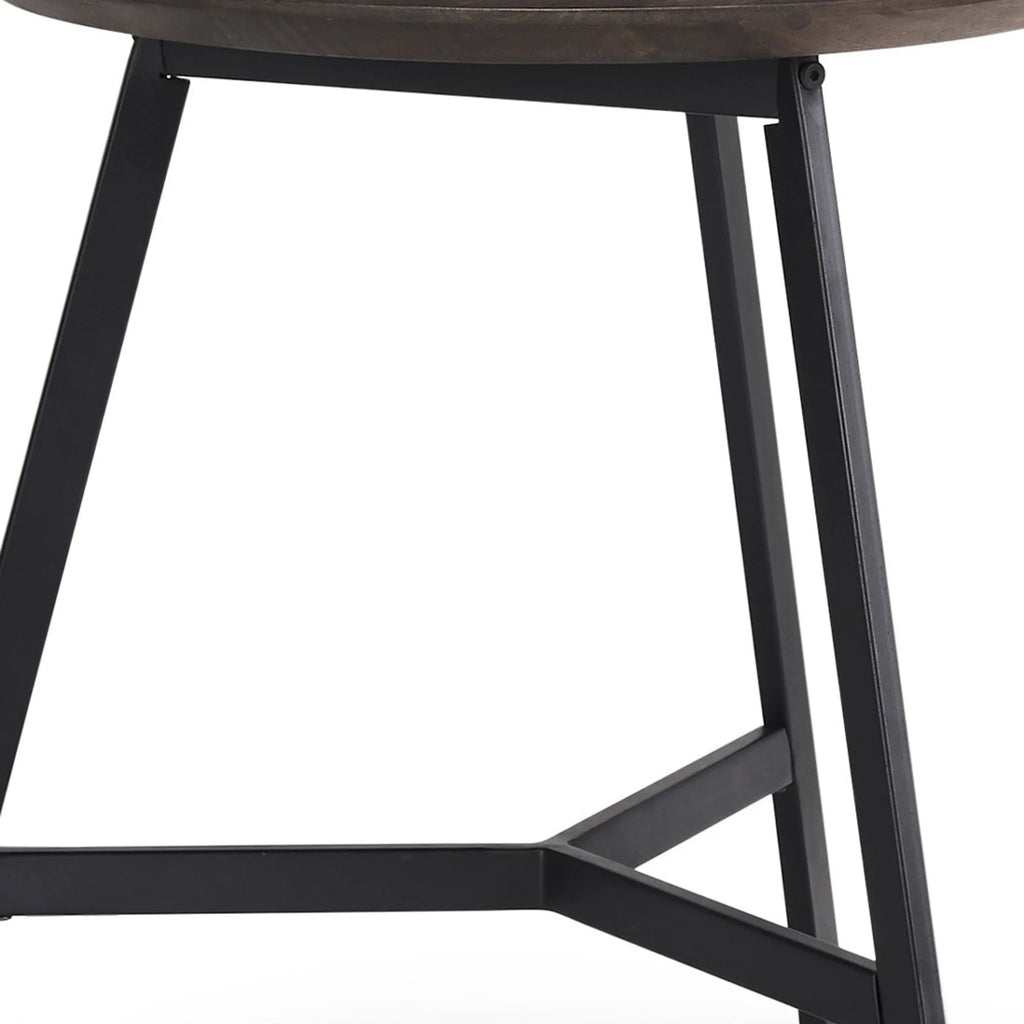 23″ Espresso and Black Solid Wood and Metal Tray Table — view 4