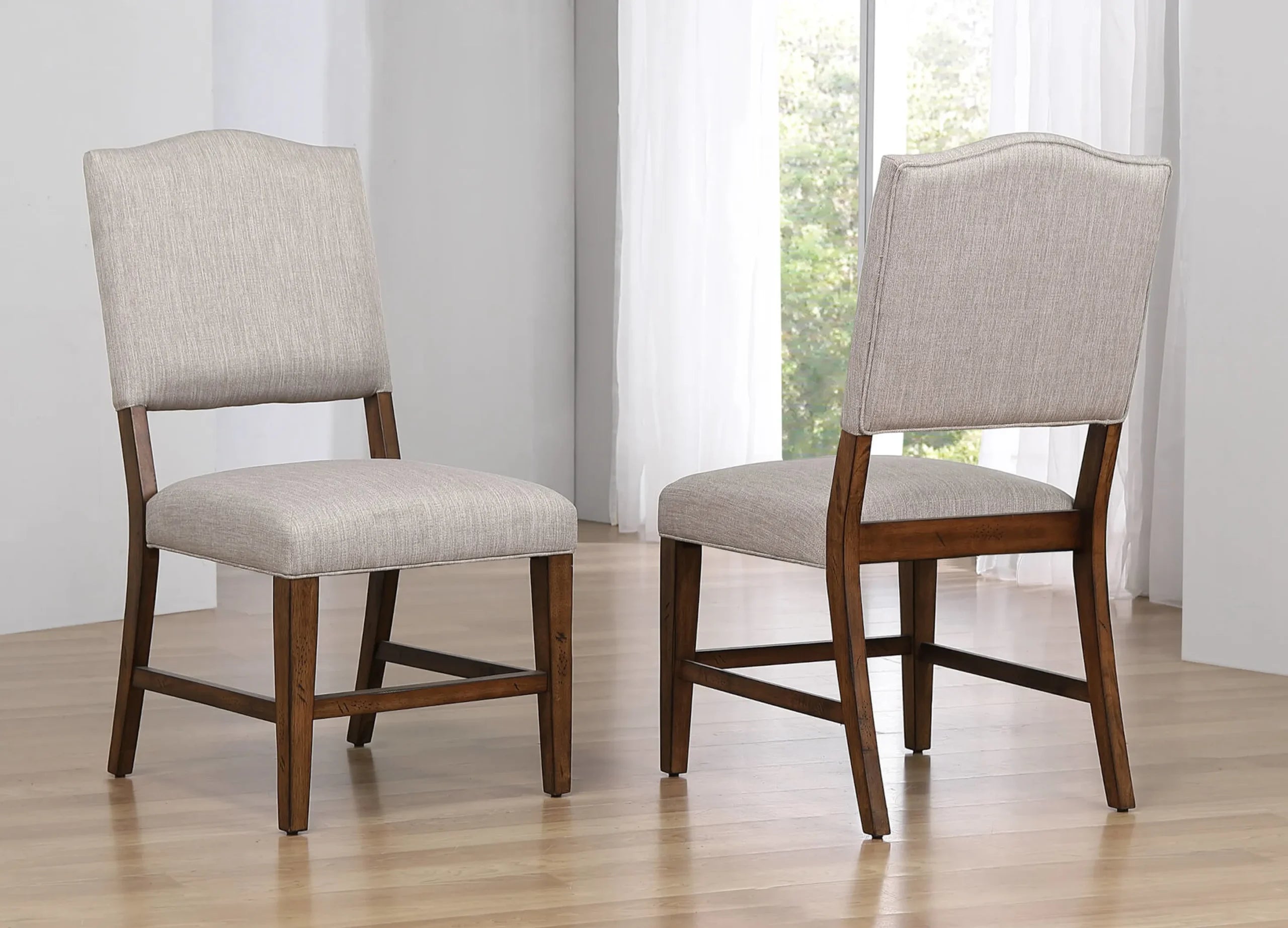 Sunset Trading Simply Brook Performance Fabric Upholstered Dining Chair | Set of 2 | Amish Brown Solid Wood — view 2