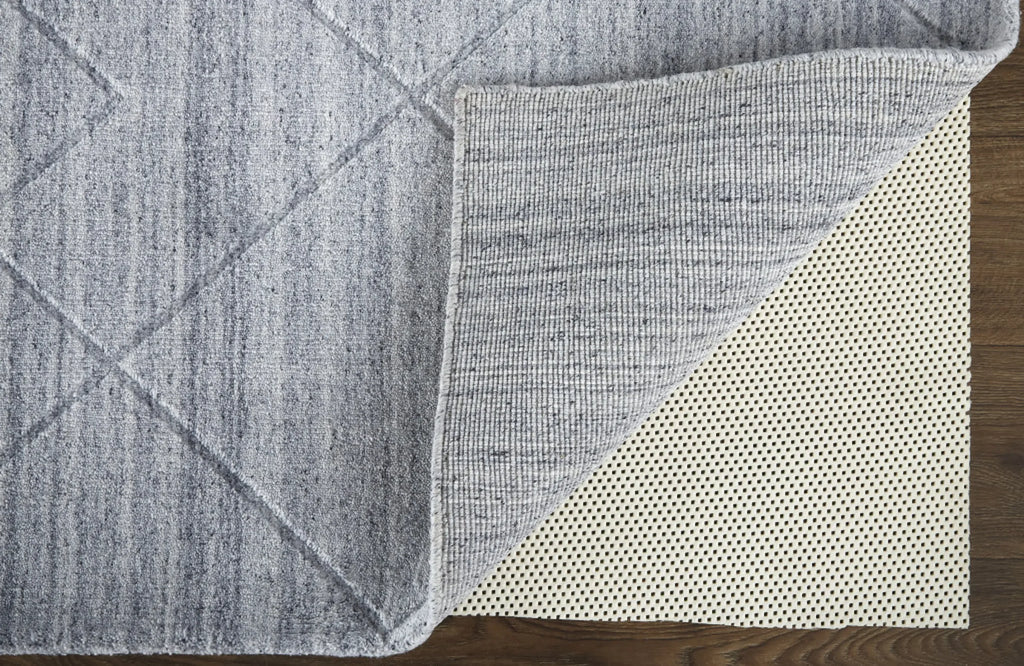 8′ X 10′ Gray And Silver Striped Hand Woven Area Rug — view 3