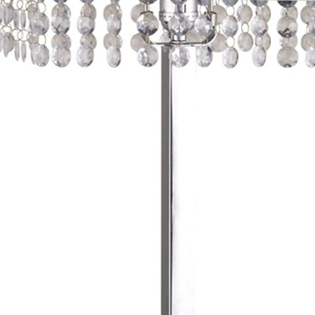 28″ Silver Table Lamp With Faux Crystals and White Rectangle Shade — view 3