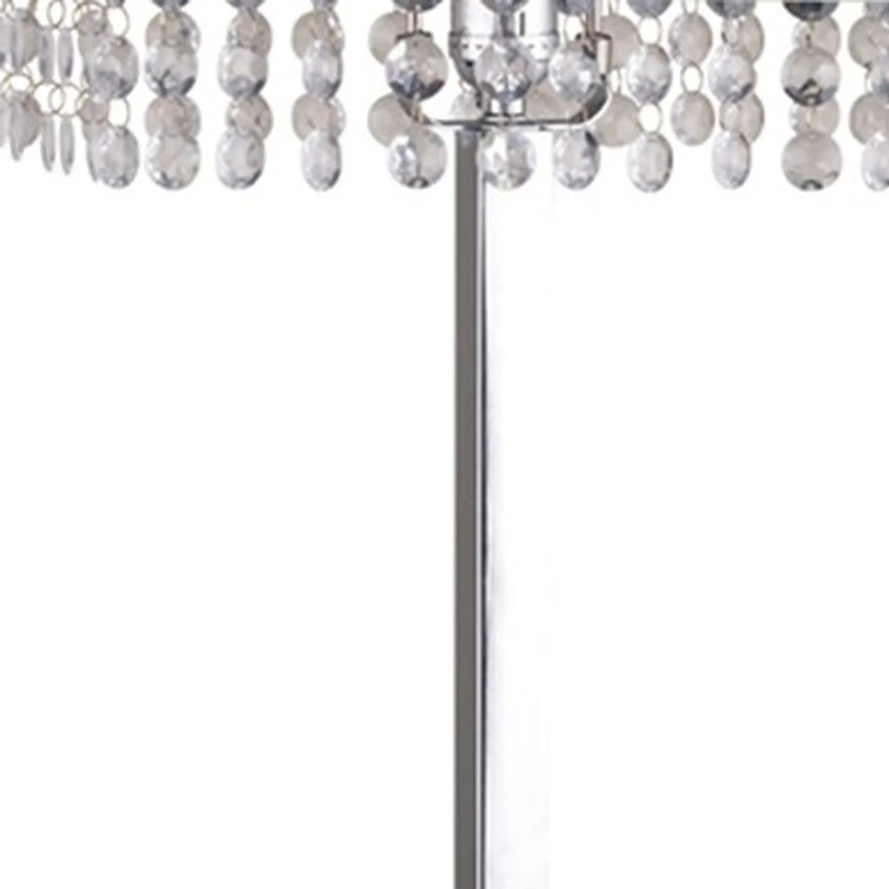 28″ Silver Table Lamp With Faux Crystals and White Rectangle Shade — view 3