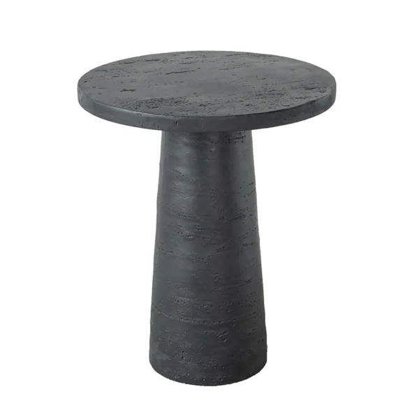 Black Round Side Table with Pedestal Base