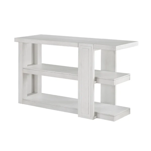 Sunset Trading Dover 30"H x 18"D x 50" Wide Rectangular Sofa Table with Storage Shelves | Cerused White Oak Wood