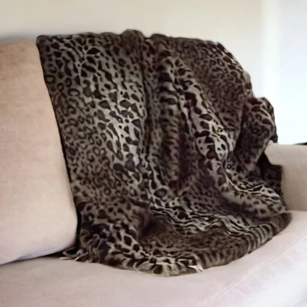 Ultra Soft Faux Fur Leopard Throw