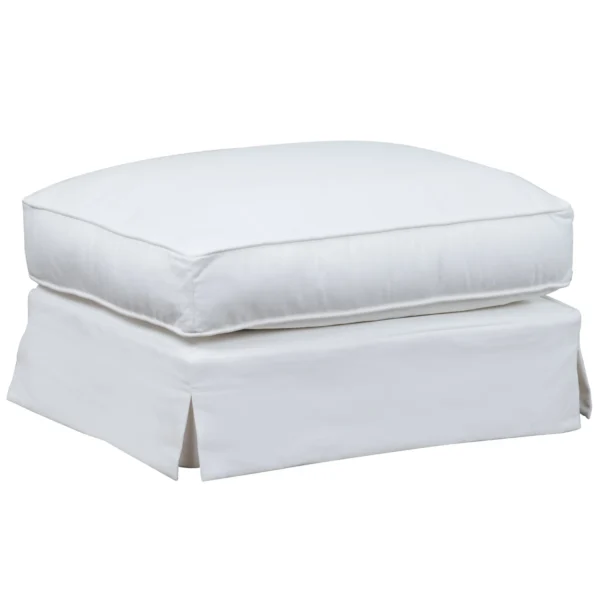 Sunset Trading Ariana Slipcovered Ottoman | Performance Fabric Washable Water-Resistant Stain-Proof | White