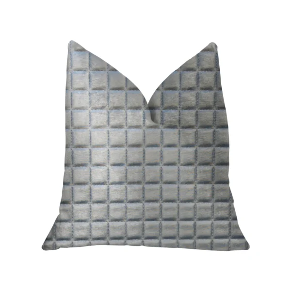 Plutus Silverton Silver Artificial Leather Luxury Throw Pillow